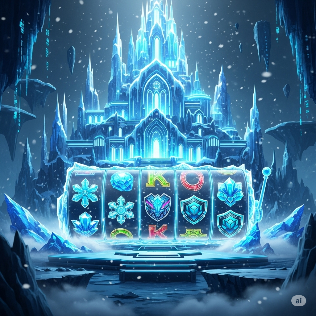 Slot dengan latar istana es digital